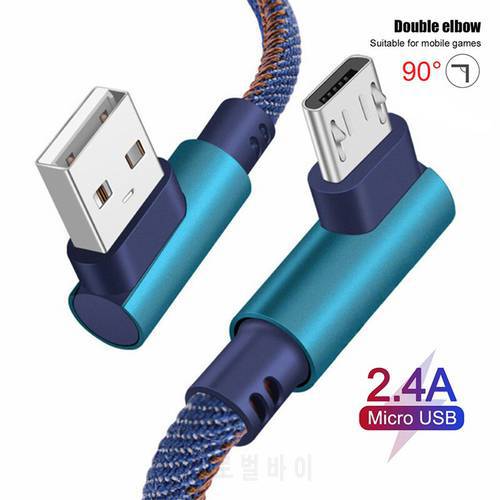 Micro USB Cable 0.25m 1m 2m Fast Charging 90 Degree L Shape Cord for iPhone Huawei P30 20 Pro Type C Phone Charge QC2.0 USB Cabo