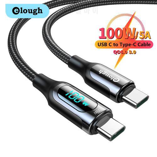 Elough 100W LED Lighting USB C to Type C Cable For Samsung Xiaomi POCO Fast Charging Wire Cord USB-C Charger PD Cable For iPad