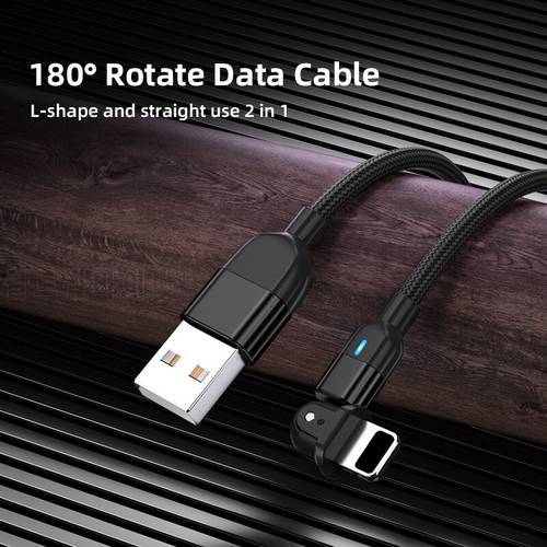 180° Rotate 3A USB Cable Fast Charging Phone Charger Cord For iPhone 13 12 mini 11 Pro Max Xs Xr X 8 7 6s 6 Plus 5 5s iPad 4 3