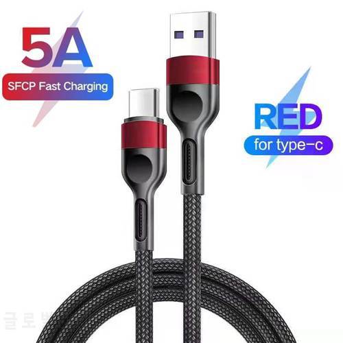 5A USB Type C Cable Fast Charging Wire for Huawei P40 P30 Y9A Y7A Honor 10X 9X lite 30 20 Pro Mobile Phone Type-C Charger Cord
