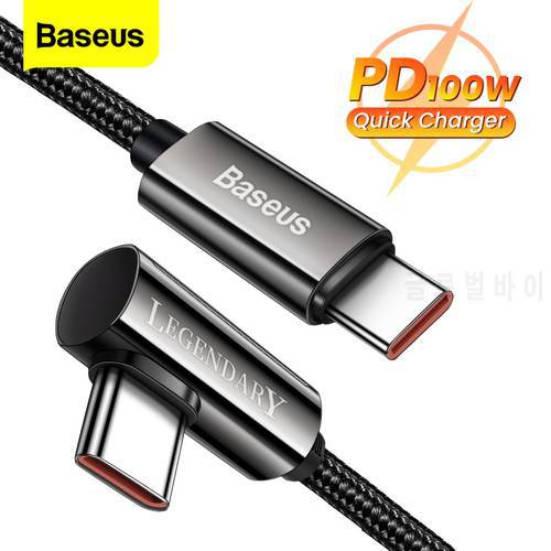 Baseus PD 100W USB Type C to USB C Cable 90 Degree Fast Charging Charger Wire Cord For Macbook Samsung Xiaomi Huawei USB C Cable