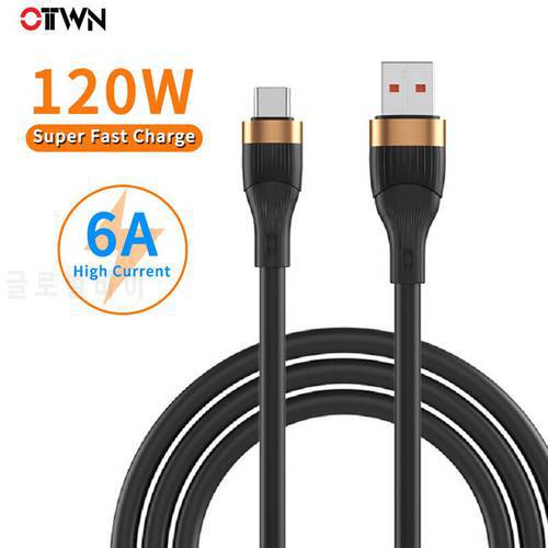 OTTWN 120W 6A Type C Cable Extra Thick Fast Charging USB C Charger Data Wire Cord for Huawei P50 Xiaomi Mi 12 Pro Samsung S22