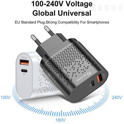 Wall PD QC3.0 Phone Fast Charger 65W GaN EU US Dual Ports Type-C Plug Smartphone USB-C Block for iPhone 13 12 11 Android