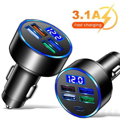 4 Ports PD charger USB Car Charge 3.1A in car Fast Charging For iPhone 13 12 Xiaomi Huawei Mobile Phone Charger Adapter in Car