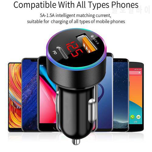 New 36W fast charger PD18W+QC3.0 for iphone charge for huawei p20 p10 samsung s20 s10 xiaomi Digital Display car chargers