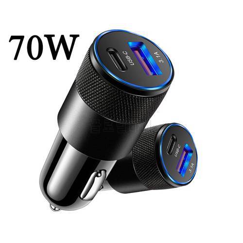 PD QC 3.0 3.1A Car Charger 70W Car Phone Chargers USB Type C Fast Charging Car USB-C Adapter For iPhone 13 12 Xiaomi 12