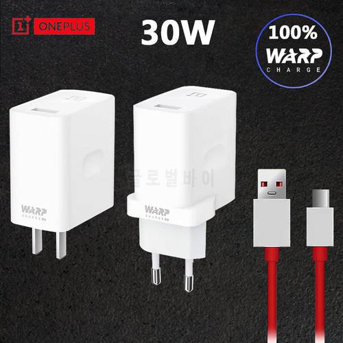 Original for OnePlus Warp Charge 30 Power Adapter EU US 30W Dash Charge for Oneplus 8 7 7T 7T Pro 6T Nord Fast Charger Cable