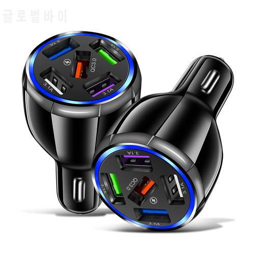 Quick Charge 3.0 4.0 Car Charger For iPhone 12 pro max 5 Ports USB Chargers For Phone Fast Charging For Xiaomi mi 10 Car-Charger