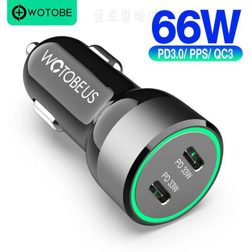 WOTOBE 66W Type C Car Charger MINI Adapter, PD3.0/PPS QC3.0 30W 20W 18W For iPhone13/12 Sumung Galaxy Xiaomi Huawei mobile phone