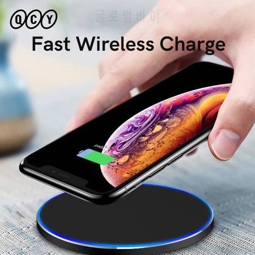 QCY 10W Wireless Charger Pad for iPhone 11 12 X XS Fast Wirless Charger for Xiaomi Huawei Mobile Phone Qi Wireless Charger