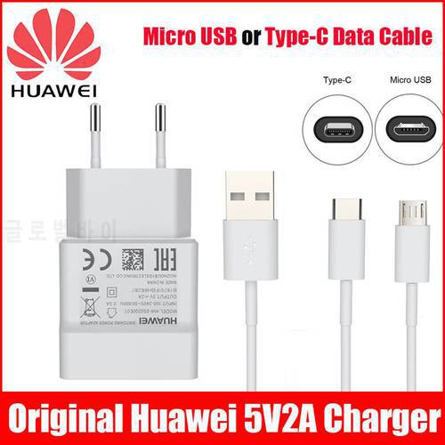 Original EU US Huawei Mate 10 Lite Charging 5V2A Charger Micro USB Type C Cable for P8 P9 P10 Mate 10 Lite Honor 8 7 X Y 9 7 6 5