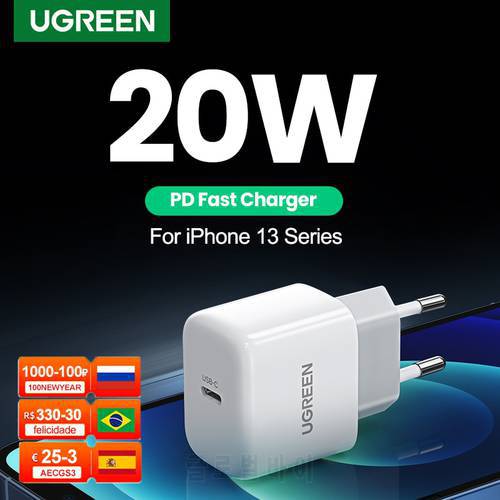 Ugreen 20W PD Charger USB Type C Quick 4.0 Charger for iPhone 14 13 12 Pro Max iPad Mobile Phone Wall Charger Apple EU Adapter