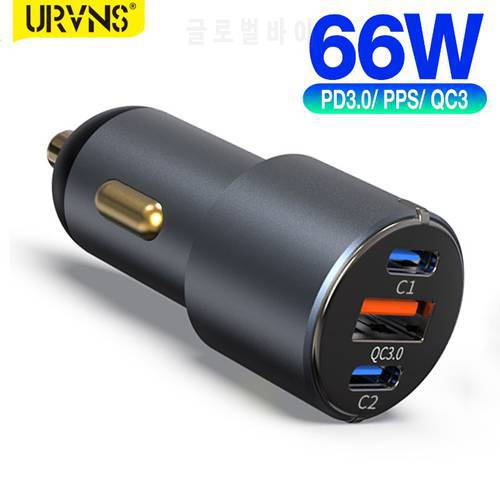 URVNS USB C Car Charger 3-Port 66W PD3.0/PPS QC3.0 AFC Fast Charging for iPhone 13/12/11 iPad Samsung S21/S20 note20/10 Xiaomi