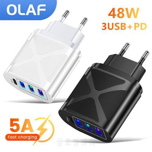 Olaf 48W USB Charger Quick Charge 3.0 Phone Adapter for iPhone Huawei Xiaomi Samsung Tablet iPad Universal Fast Charger 4 Port