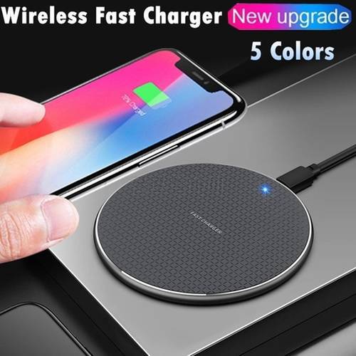 Universal Ultra-thin Round Aluminum Alloy Desktop Wireless Mobile Phone Charger Charging Dock Station for Iphone Samsung Android