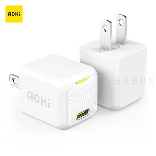 AOHI GaN Charger 20W USB C Charger PD 3.0 QC 3.0 Mini Type C Fast Charging Charger for iPhone 13 12 Galaxy Huawei Quick Charger
