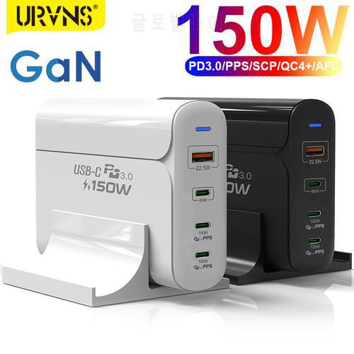 URVNS 150 Watt 4-Port PD Block Charger With 3port USB-C, Multiport USB Hub Adapter For Laptop,MacBook,Lenovo,iPhone,Galaxy,Pixel