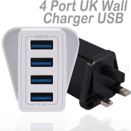 Usb Charger Fast Wall Chargers Mobile Phone Charger For Iphone Samsung Xiaomi 4 Muti Port 5.1a Usb Power Adapter Station Uk Plug