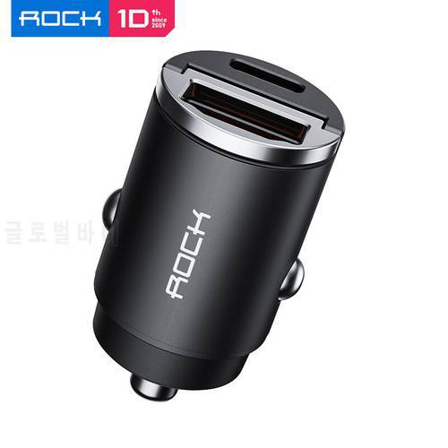 ROCK 30W USB Type C Car Charger For iPhone 13 12 Pro Max QC3.0 PD3.0 Mini Dual USB Fast Charging Adapter For Xiaomi Foco Samsung