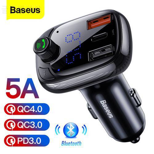 Baseus FM Transmitter Car Charger For Phone QC 4.0 3.0 PD3.0 Bluetooth 5.0 Car Kit Audio MP3 Player 36W Fast Charging Car-harger