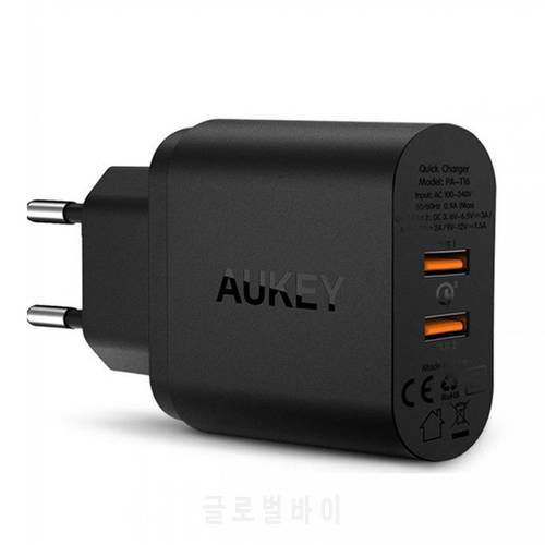 AUKEY PA-T16 MAX 36W PD Fast Charger Adapter 2 Ports Output Type C Quick Charging QC3.0 for iPhone USB C European Standard