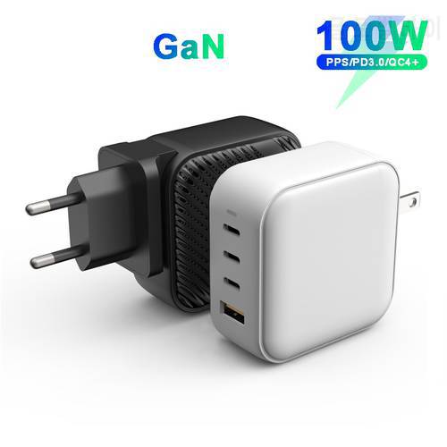 100W 4 Port GaN USB C Type-C Power Adapter PD3.0 87W/65W/45W/20W Fast Charger for Macbook Pro/Air Dell HP SAMSUNG QC4.0+ 3.0 PPS
