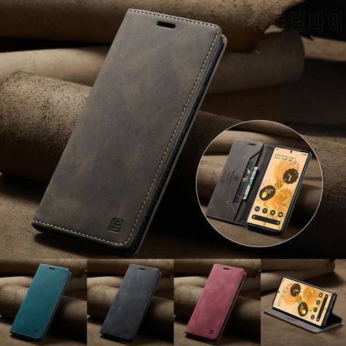 Leather Case For Google Pixel 6 7 Pro Magnetic Flip Card Pocket Stand Wallet Funda For Pixel 6 Case