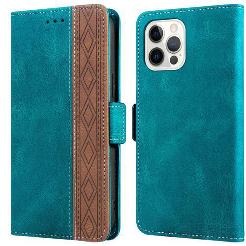 Bicolor PU Leather Wallet Case For iPhone 14 13 12 Pro Max 11 Pro XS XR X SE 2020 2022 7 8 Plus Flip Card Slot Phone Cover Coque
