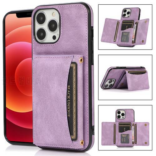 Card Slots Phone Cover for 14 Pro Max 14 Plus Triple Folded Wallet Case for iPhone 14 13 12 11 Pro Max 6 7 8 Plus X XR XS MAX
