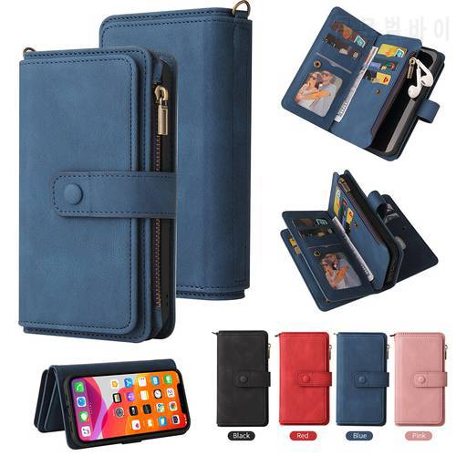 Multi Card Slots Case for OPPO Find X3 Find X5 Lite A92S A73 A74 A72 5G A93 A96 Reno 5Z Wallet Luxury Zipper Flip Leather Cover