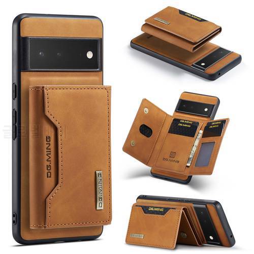 2 in 1 Detachable Card Pocket Wallet Case For Google Pixel 7 6 Pro 6A 5A 5G Luxury Magnetic Trifold Leather Phone Cover Fundas