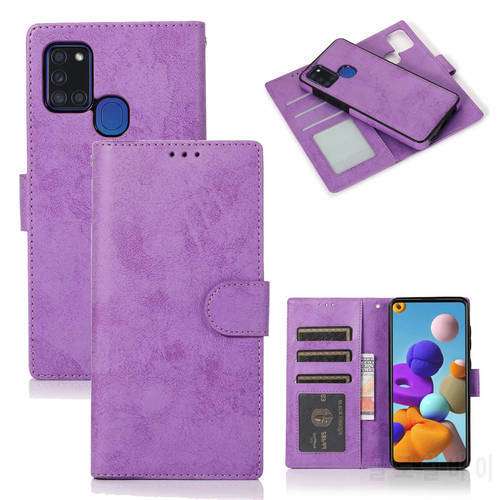 Detachable Phone Case for Samsung A21S Folio Book Vegan Leather Magnetic Wallet Cover for Galaxy A52 A72 A50 A70 A71 A30 A20