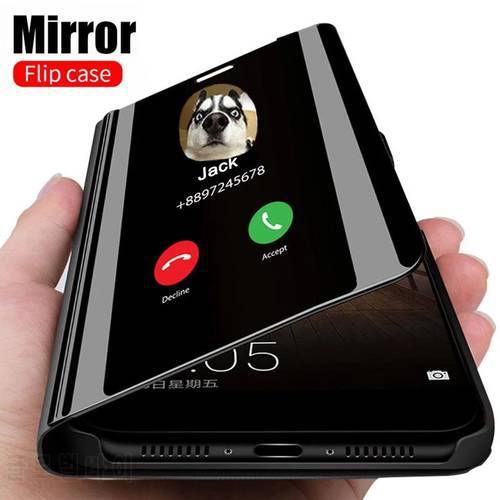 Smart Mirror Flip Phone Case For Xiaomi Redmi Note 11 10 9 8 8T 9T 6 9C 8 8A 9A 7A Mi 11 10T Pro Lite Poco X3 NFC M3 Cover Coque