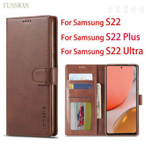 For Samsung S22 Ultra Plus Flip Cover Case Magnetic Closure Luxury Shockproo Leather Wallet Phone Bag For Galaxy S 22 Plus Coque