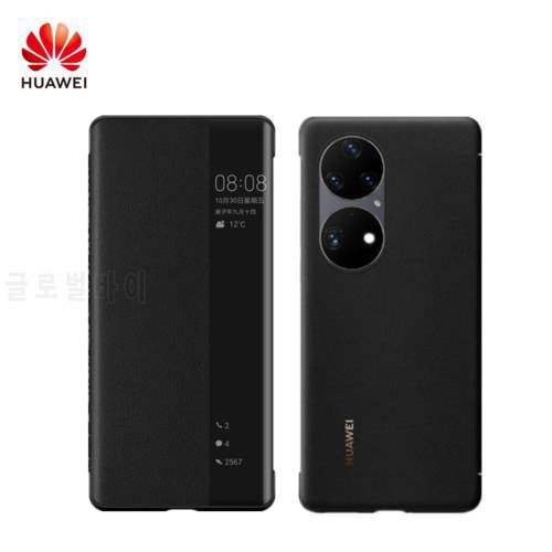 Original Huawei P50 Pro Leather FLip Case Window View Smart Sleep Wake Up Protective Cover Case Stand Shell For Huawei P50Pro