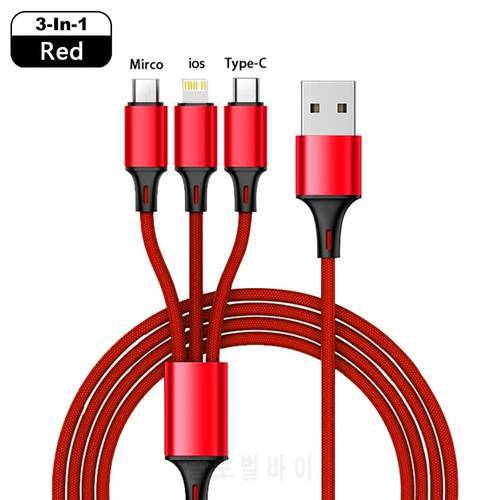 Tkey 3 In 1 Micro USB Type C Charger Cable Multi Usb Port Multiple Usb Charging Cord Fast Charging Cord For iPhone Xiaomi Huawei