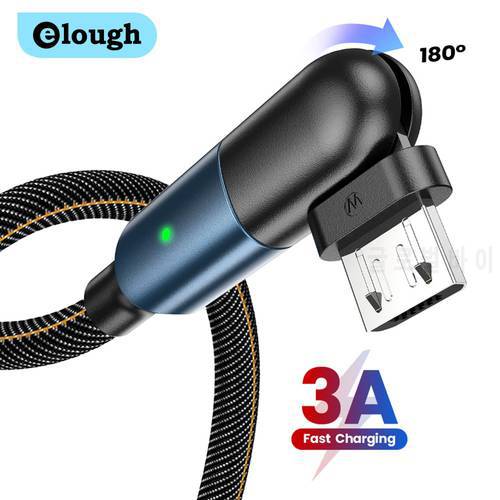 Elough Rotate 180° Type C Cable for Xiaomi Mi 11 Redmi Note 9 Pro 3A Fast Charging USB Cable for Samsung S20 S10 LED Data Line