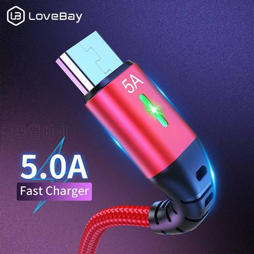 Lovebay 5A LED Lighting Micro USB Cable Fast Charging Charger Mobile Phone Android Data Cord For Samsung Xiaomi Redmi HUAWEI