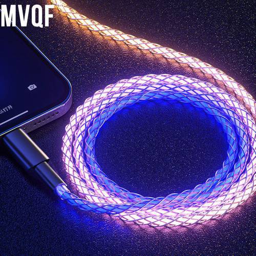 MVQF RGB Gradient Light USB Type C Cable 6A 66W for Huawei P50 Fast Charging USB C Charger Data Cable for Iphone Xiaomi Samsung