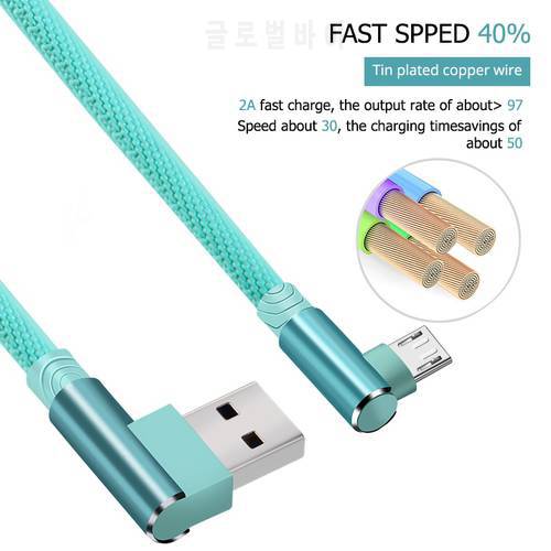 New 2-in-1 1/2/3meters Dual Elbow 90 Degree Data Line Portable Micro USB Fast Charging Cable For Samsung Xiaomi Huawei Dropship