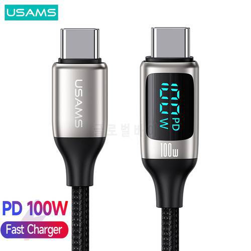 USAMS U78 66W 100W LED Display Cable Fast Charge Cables For Xiaomi 11 Pro 9 USB A C To Type C Phone Cable For Huawei P50 Samsung
