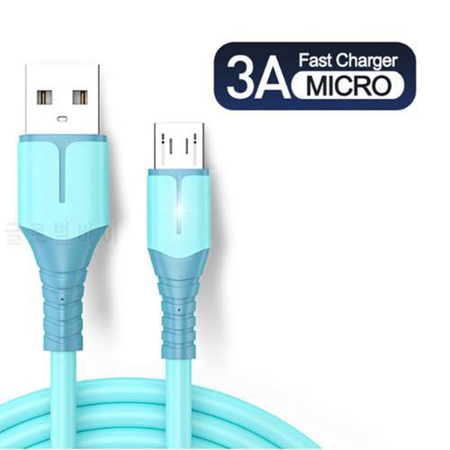 Micro USB Cable Fast Charge Data Cable For Samsung Xiaomi Android Mobile Phone With LED Liquid Soft Silicone Cable Free Shipping