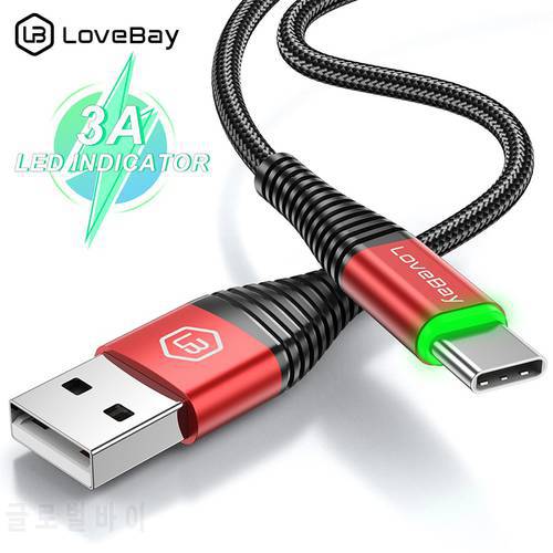 Lovebay 3A LED USB Type C Cable Micro USB Fast Charging Wire For Huawei Xiaomi Mi 12 Pro Oneplus Redmi Samsung Data Charge Cord