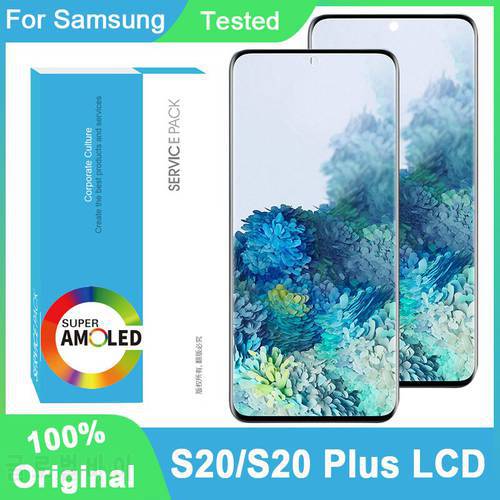 100% Original Super AMOLED Display For Samsung Galaxy S20 G980F G980F/DS S20 Plus G985F LCD Touch Screen Digitizer Repair Parts