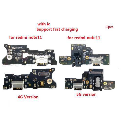 For Xiaomi Redmi Note 11 4G 5G USB Charging Port Board Red Charger Dock Connector Flex Cable Smartphone Repair Parts