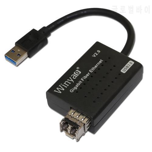 Winyao USB1000F-SX USB3.0 Gigabit Fiber Ethernet Network Adapter 850nm Multi Mode Optical Transceiver Module SFP NIC 550m