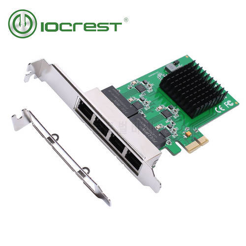 IOCREST PCIe 4 Ports Gigabit Ethernet Controller Card 1x 1000Mbps NIC RTL8111H Chips with Low Profile Bracket for desktop