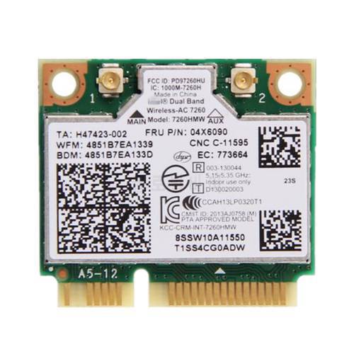 For Thinkpad Intel Wireless-AC 7260 7260HMW 802.11ac Mini PCI-E Wifi + Bluetooth-compatible 4.0 Wlan Card FRU 04X6090 04X6010