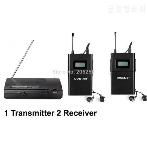 Promotions WPM200 wpm-200 UHF Wireless In Ear earphones Stage Monitor System 1 Transmitter 2 Receiver Pack