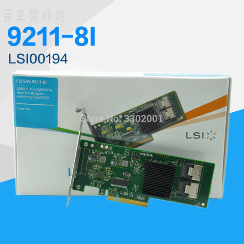 Internal SATA/SAS LSI 9211-8i LSI00194 8port 6Gb/s PCI-Express 2.0 RAID Controller Card, SAS HBA, SAS Cable not included